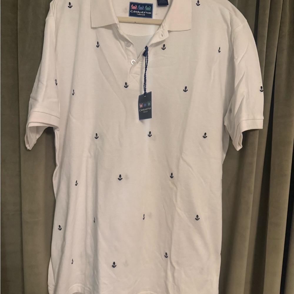 NWT White Polo Shirt with Anchor Design